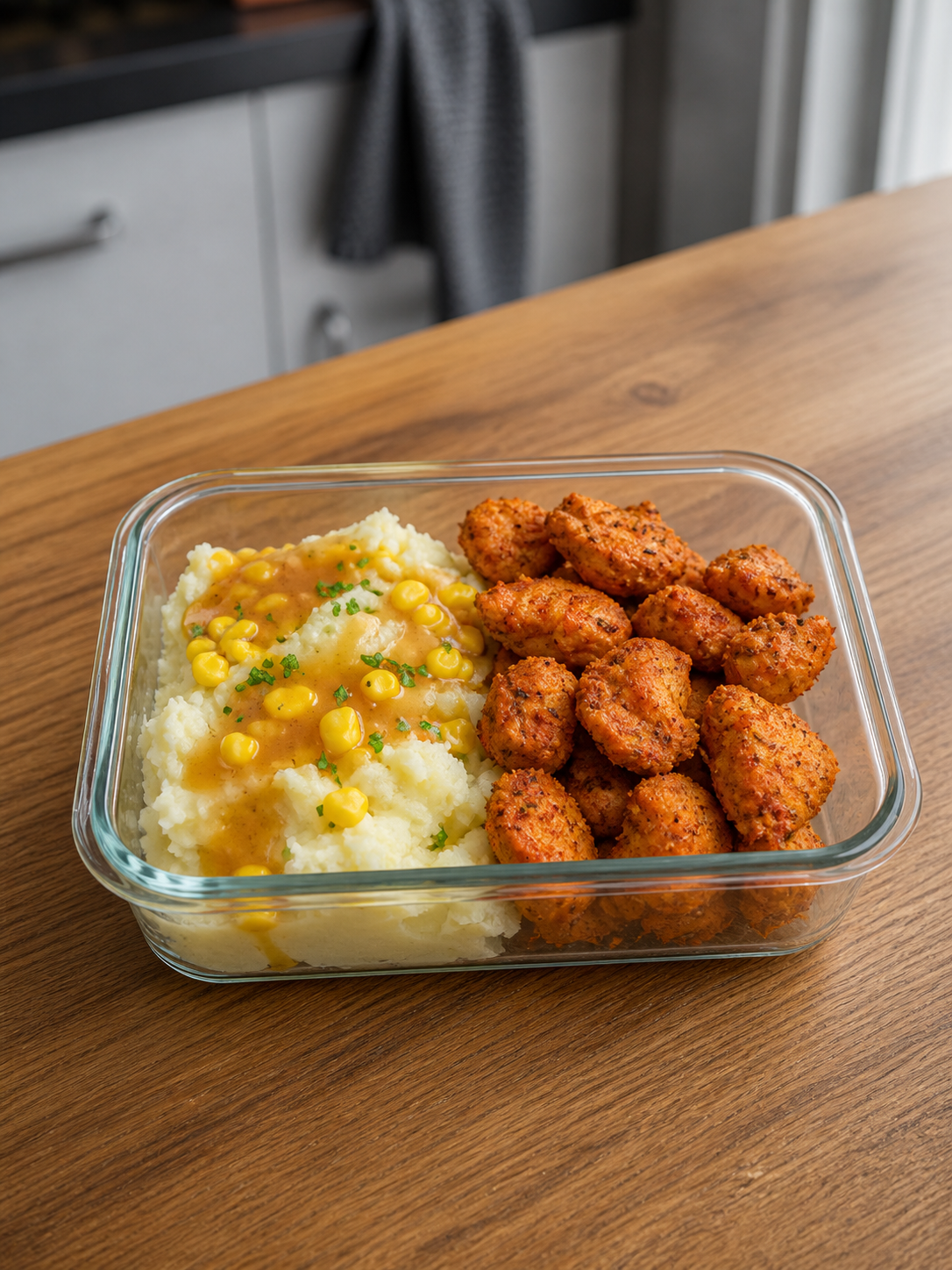 High-Protein Popcorn Chicken Mash Bowls