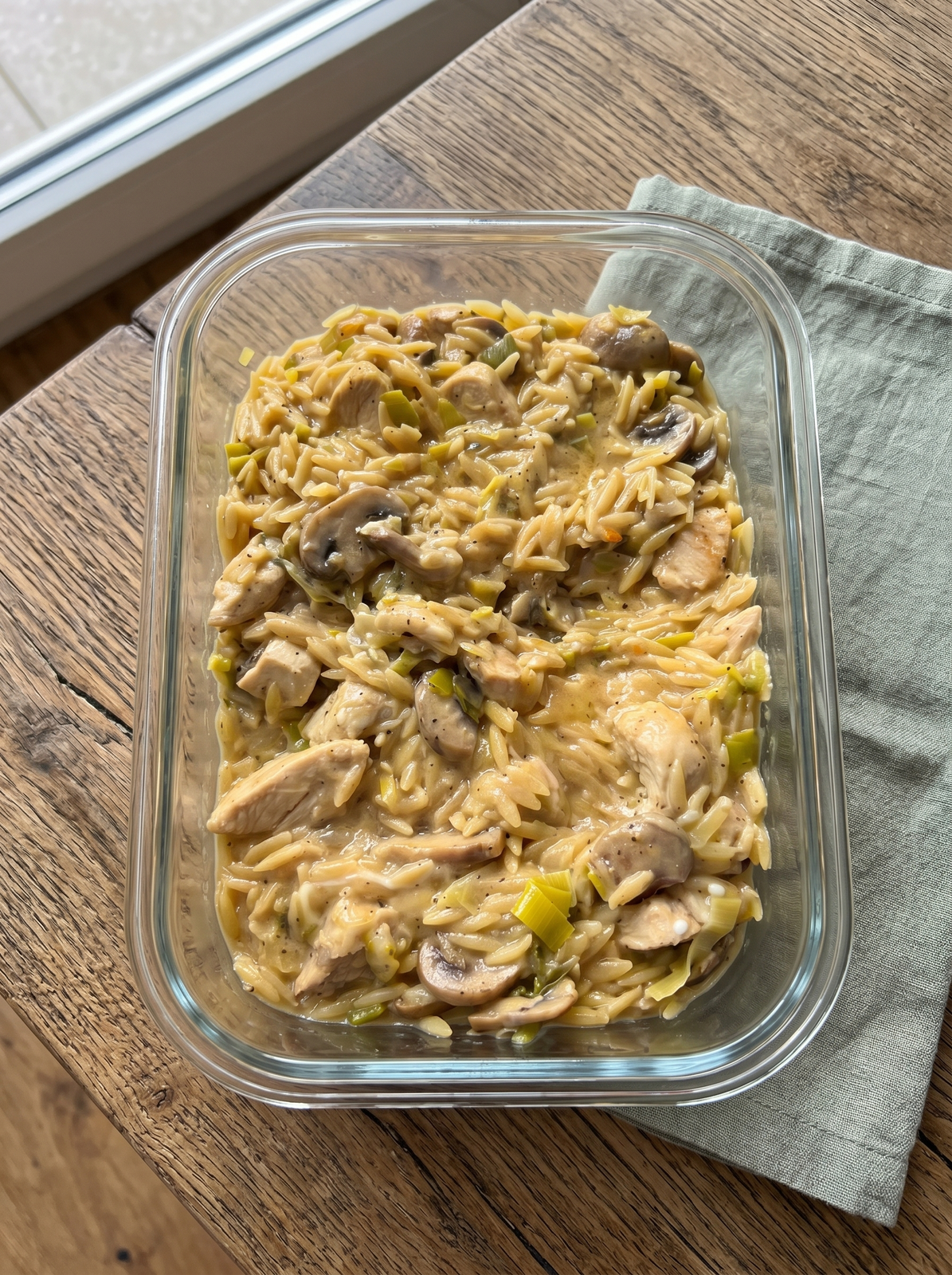 Creamy Leek Orzo Pasta with Chicken