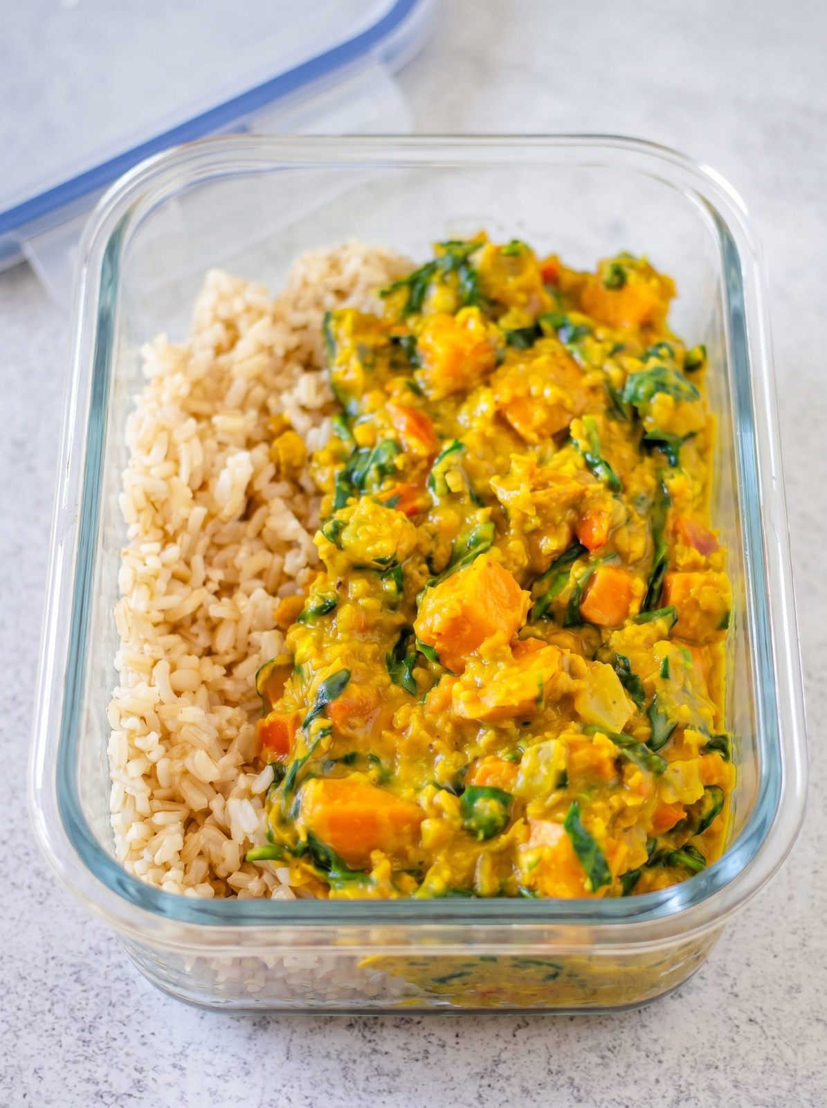 Sweet Potato Lentil Curry with Spinach