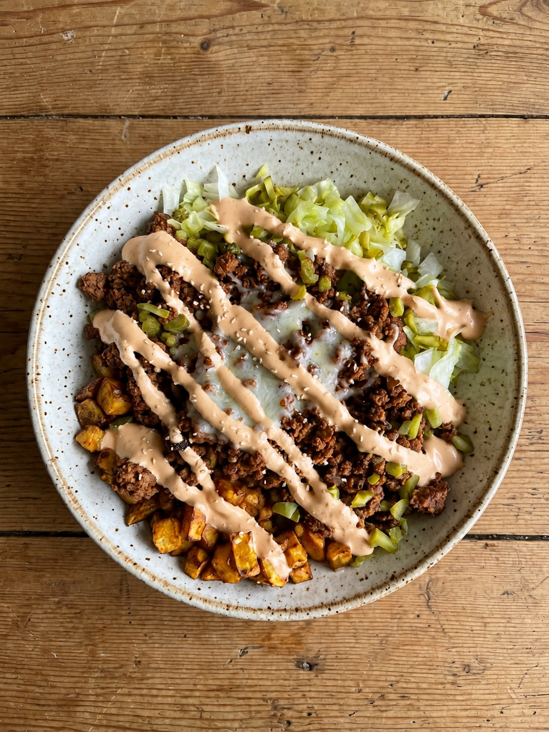 Protein Big Mac Potato Bowl