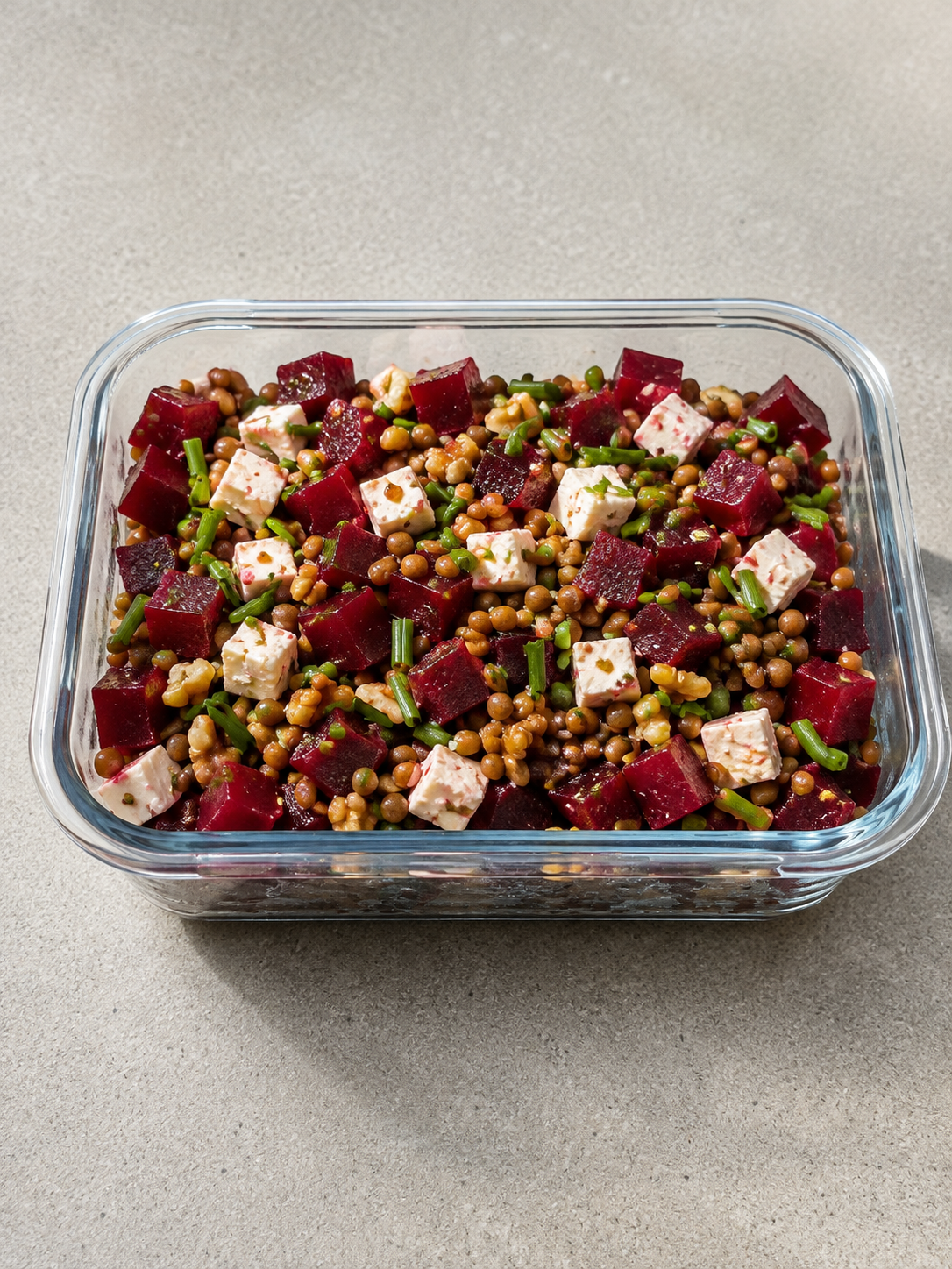 Beetroot Lentil Salad with Walnuts