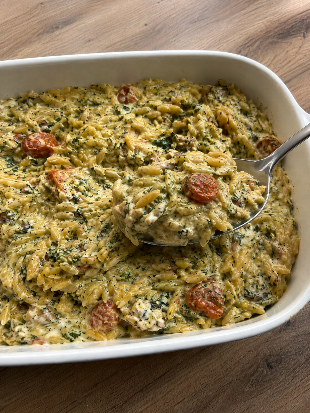 Creamy Orzo Feta Bake
