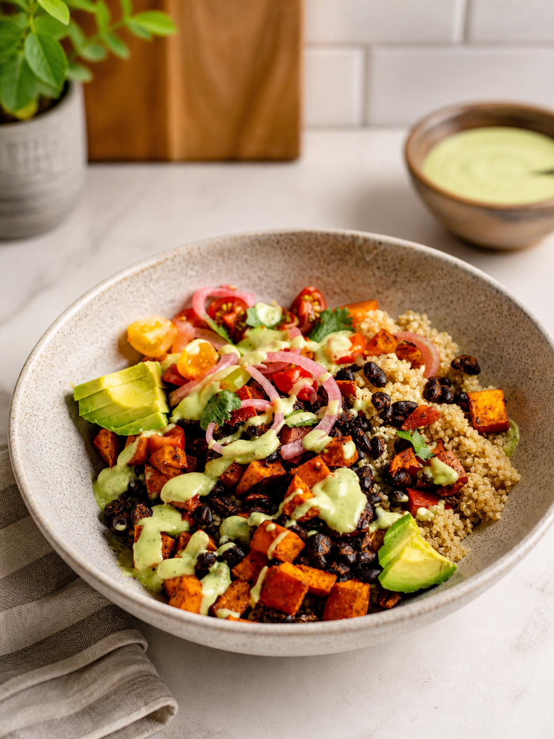 Sweet Potato Black Bean Quinoa Bowl