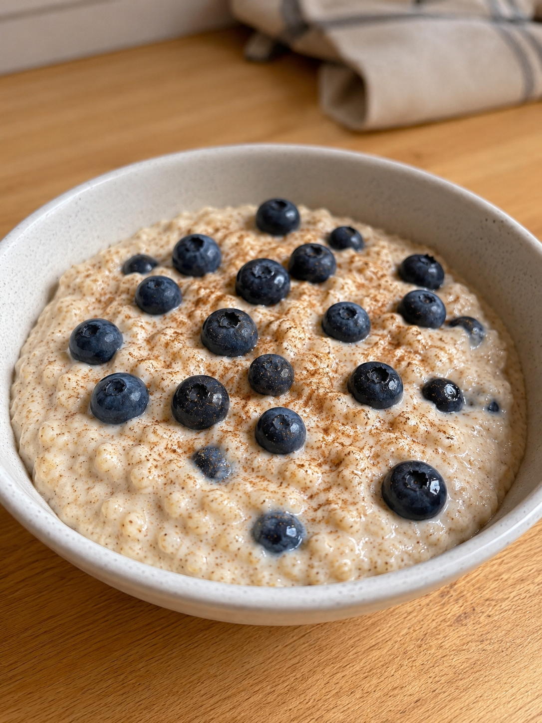 High-Protein Cinnamon Blueberry Oats